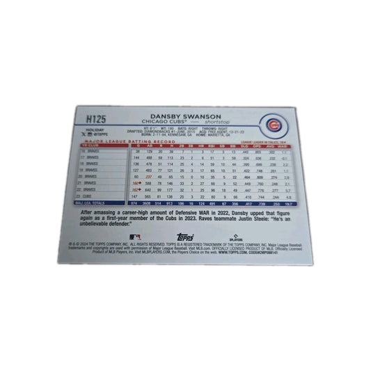 Dansby Swanson Silver Glitter 2024 Topps Holiday Baseball Card H125 Chicago Cubs