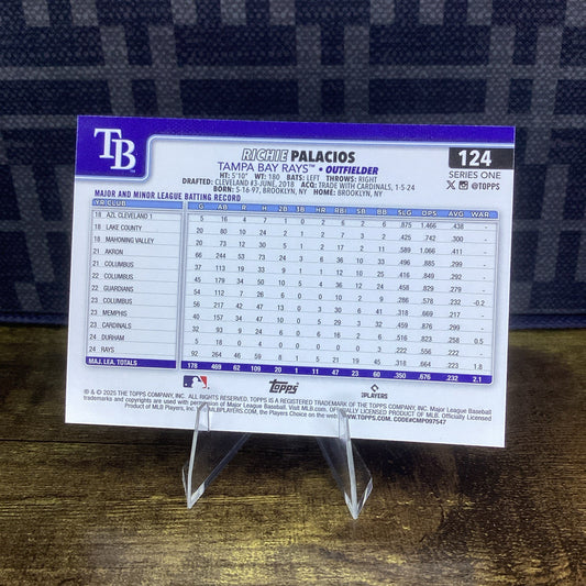Richie Palacios Silver Holo Foil 2025 Topps Series 1 Card #124 Tampa Bay Rays