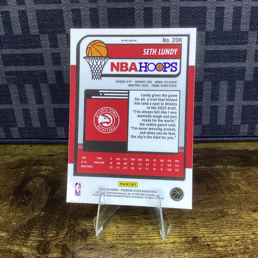 2023-24 Panini NBA Hoops #206 Seth Lundy (RC) Red Pulsar Prizm Rookie Card