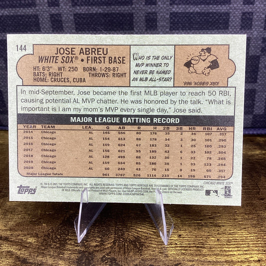 Jose Abreu 2021 Topps Heritage Baseball Base Card #144 Chicago White Sox MLB