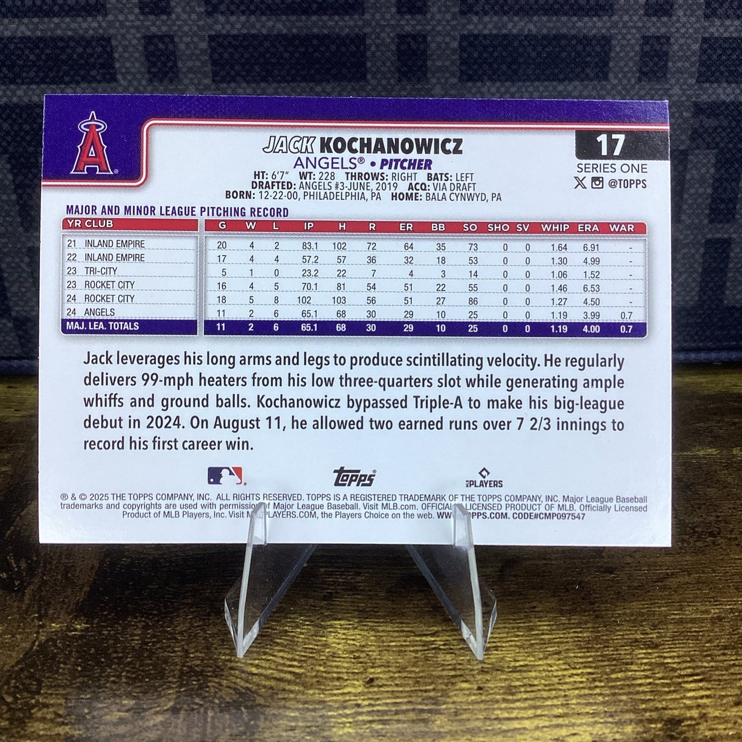 JACK KOCHANOWICZ 2025 TOPPS #17 RAINBOW FOIL ROOKIE RC LOS ANGELES ANGELS ⚾️