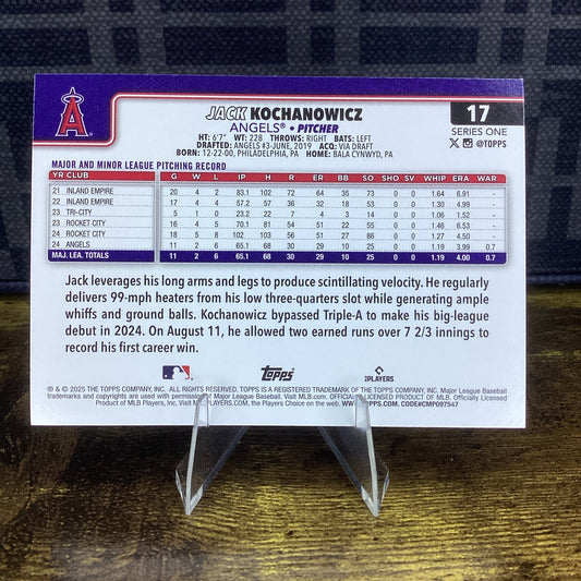 JACK KOCHANOWICZ 2025 TOPPS #17 RAINBOW FOIL ROOKIE RC LOS ANGELES ANGELS ⚾️