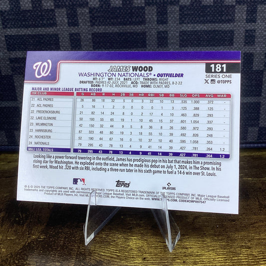 2025 Topps Series 1 Base James Wood RC Washington Nationals #181