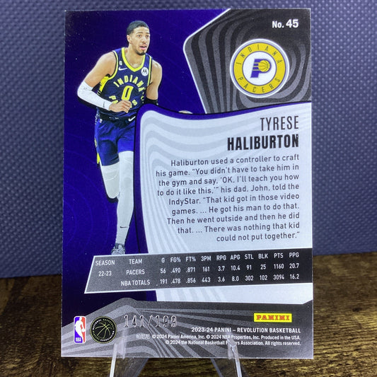 2023-24 Panini Revolution Basketball Tyrese Haliburton Red Swirl #’d/199 SP