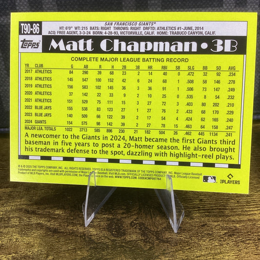 2025 Topps #T90-86 Matt Chapman 1990 Variation