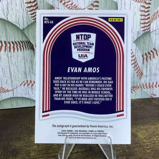 2024 Panini Stars and Stripes 16U/17U National Team Signatures Evan Amos Auto