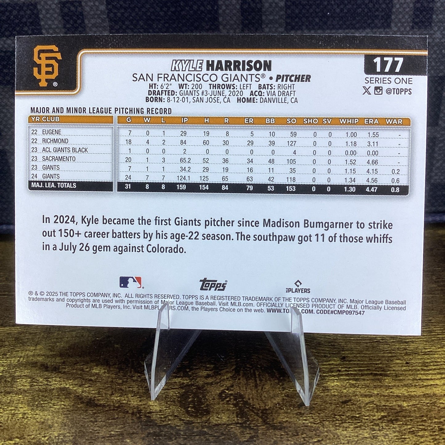 2025 Topps Kyle Harrison Future Stars Foilboard Mega Box Exclusive SP Giants