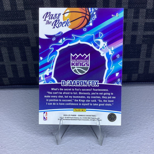 2024-25 Panini NBA Donruss Edition Pass The Rock Insert SP De'Aaron Fox