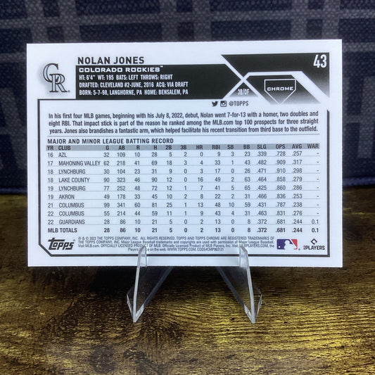 Nolan Jones 2023 Topps Chrome X-Fractors RC #43 Colorado Rockies
