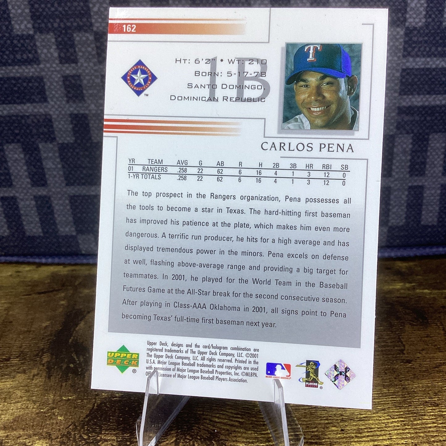 2002 Upper Deck Carlos Pena #162 Texas Rangers