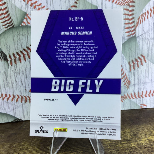 2022 Panini Mosaic Baseball Big Fly Green Prizm Marcus Semien Rangers BF-5