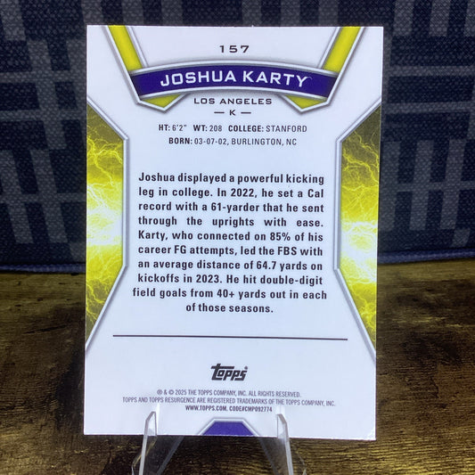 2024 Topps Resurgence - Joshua Karty Purple Surge 62/75 Rookie Card (RC)
