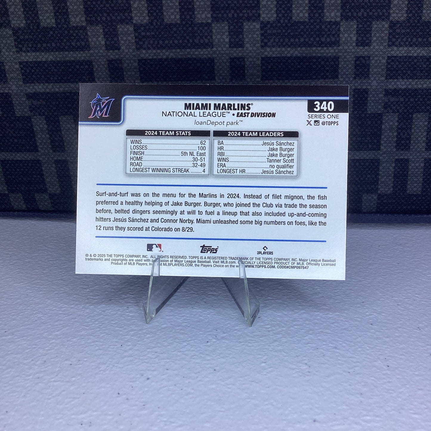 2025 Topps Series 1 Celebration Miami Marlins Team Card Confetti #340