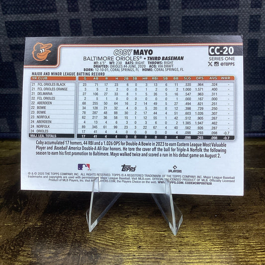 Coby Mayo 2025 Topps Baltimore Orioles #CC-20 Near Mint or Better
