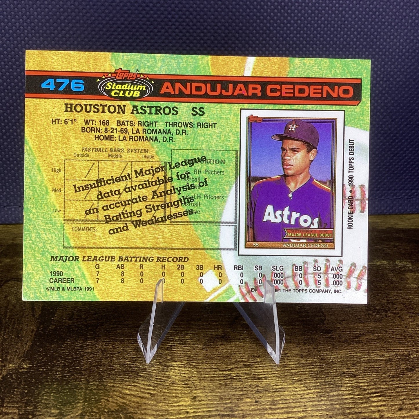 1990 Topps Debut Andujar Cedeno Baseball Card Stadium Club Houston Astro # 476