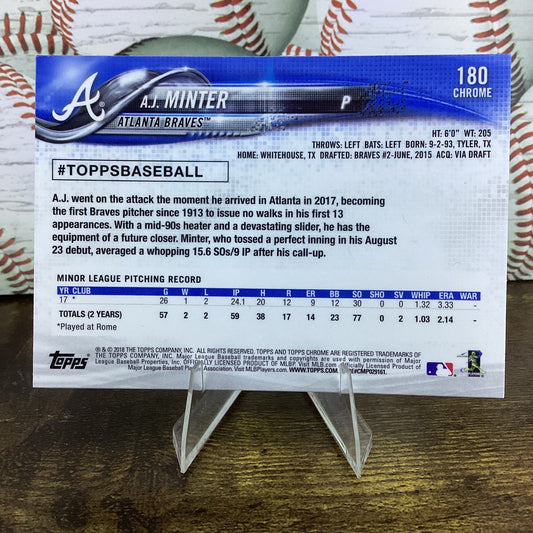2018 Topps Chrome A.J. Minter #180 (RC) Atlanta Braves