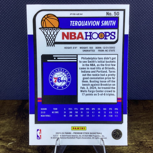 2023-24 Panini Nba Hoops Premium Stock - Terquavion Smith #50 Ice Prizm (RC)
