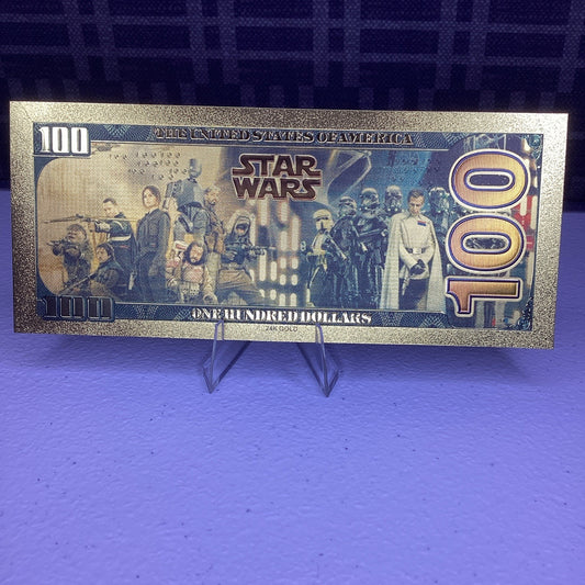 24k Gold Plated - LUKE SKYWALKER - Star Wars Banknote Novelty Collectible