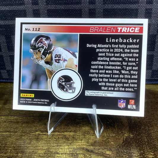 2024 Zenith Bralen Trice 2 Minute Drill Auto RC #112 | Atlanta Falcons
