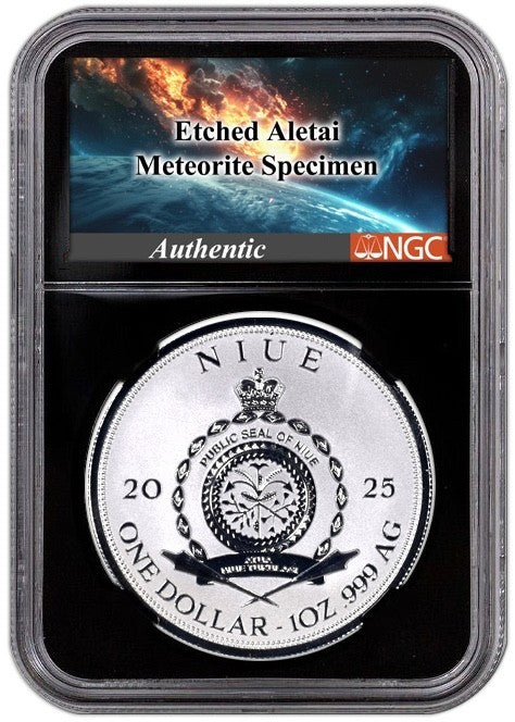 2025 Niue Extinction 1 oz Silver Coin NGC RP 70 with Meteorite Label /1000