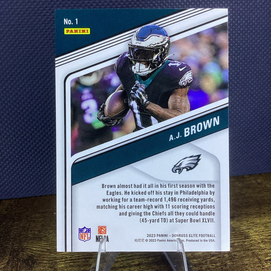 2023 Donruss Elite #1 AJ Brown Aspirations Red Shimmer /625 Philadelphia Eagles