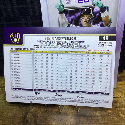 Christian Yelich 2025 Topps (SP) Jumbo Oversized Box Topper Card #49 Brewers