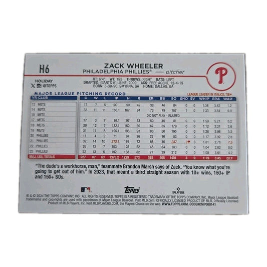 2024 Topps Holiday - Zack Wheeler #H6 Silver Glitter