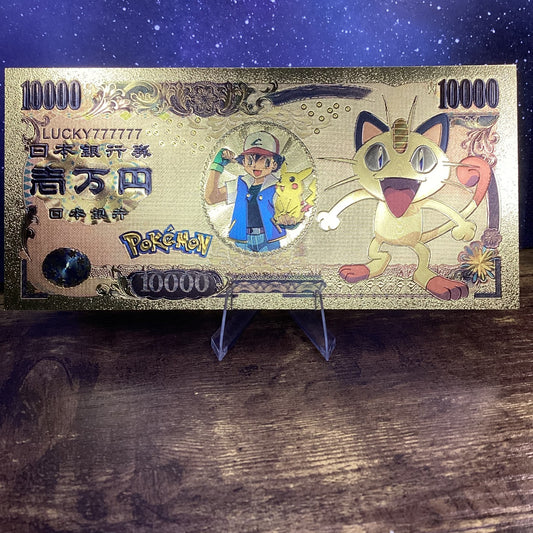 24K Gold-Plated Foil Note Currency Bill Paper Money Novelty POKEMON  MEOWTH