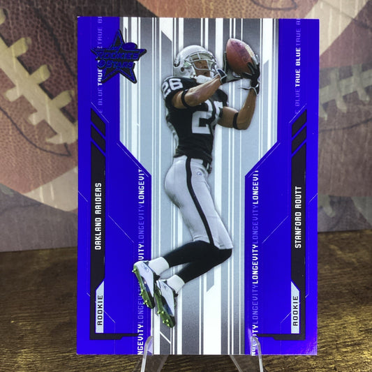 2005 Leaf Rookies & Stars Longevity Parallel True Blue /50 Stanford Routt RC