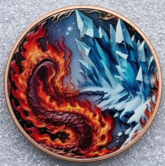 2026 Dragon of Ice vs. Dragon of Fire - 10 Oz .999 Fine Copper Colorized