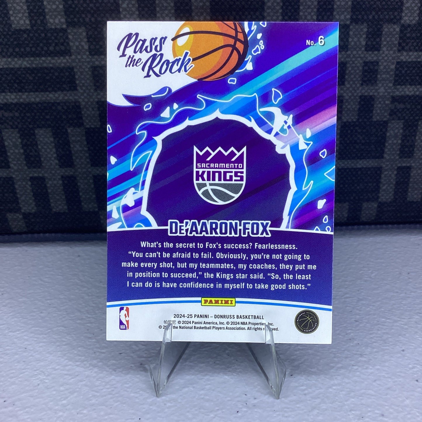 2024-25 Panini NBA Donruss Edition Pass The Rock Insert SP De'Aaron Fox