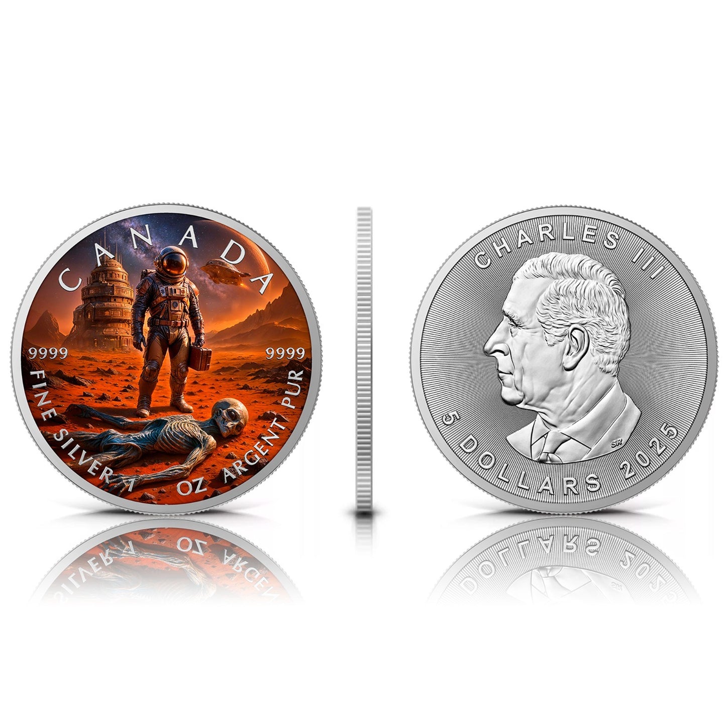 2025 Canada Maple Leaf Colorized Dead Planet Edition 1 oz Silver Coin