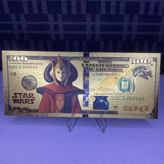 24k Gold Plated - Padmé Amidala - Star Wars Banknote Novelty Collectible