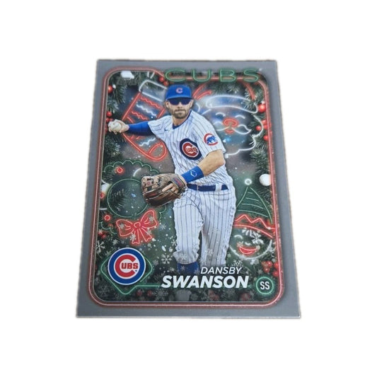 Dansby Swanson Silver Glitter 2024 Topps Holiday Baseball Card H125 Chicago Cubs