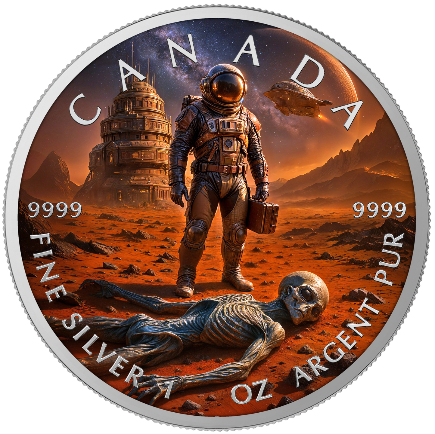 2025 Canada Maple Leaf Colorized Dead Planet Edition 1 oz Silver Coin