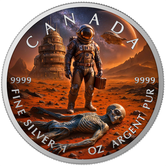 2025 Canada Maple Leaf Colorized Dead Planet Edition 1 oz Silver Coin