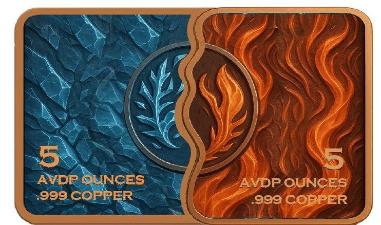 2026 Fire & Ice Fox Fusion Bar Colorized 2 x 5 oz .999 FIne Copper Medal Set