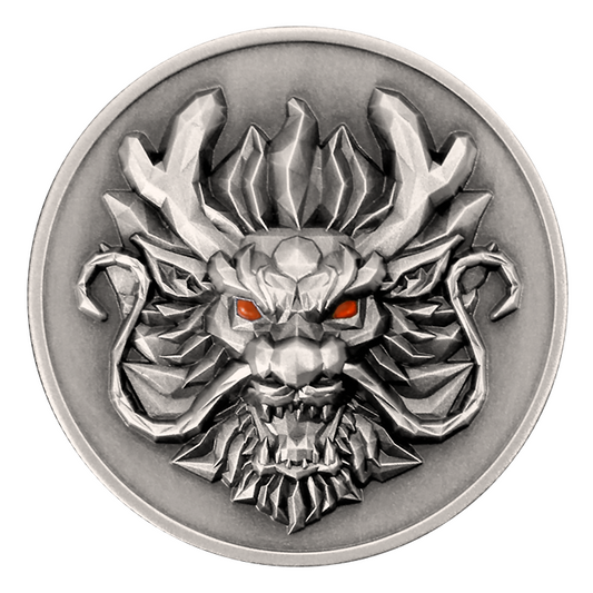 2024 Fiji Year of the Dragon 3D UHR Antiqued 1 oz Silver Coin