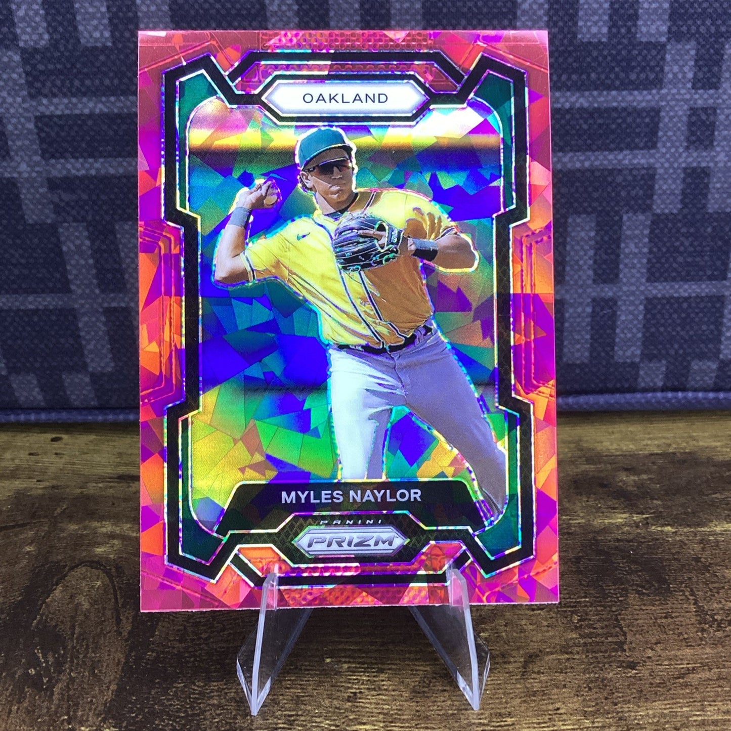 2024 Panini Prizm Red Ice Prizm #254 Myles Naylor Oakland Athletics Prospect