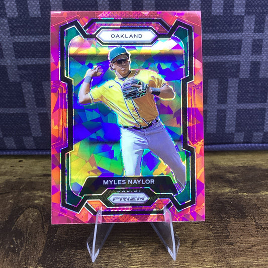 2024 Panini Prizm Red Ice Prizm #254 Myles Naylor Oakland Athletics Prospect