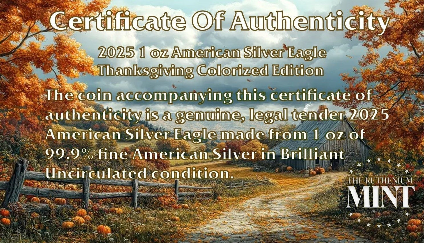 2025 U.S. Eagle Thanksgiving Edition 1 oz Silver Coin Limited Mint /499