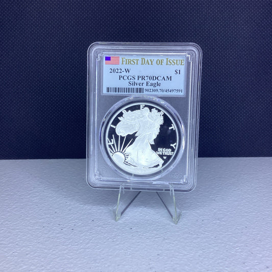 2022-W Proof American Silver Eagle Coin PCGS PR70 DCAM Type 2 First Day Of Issue