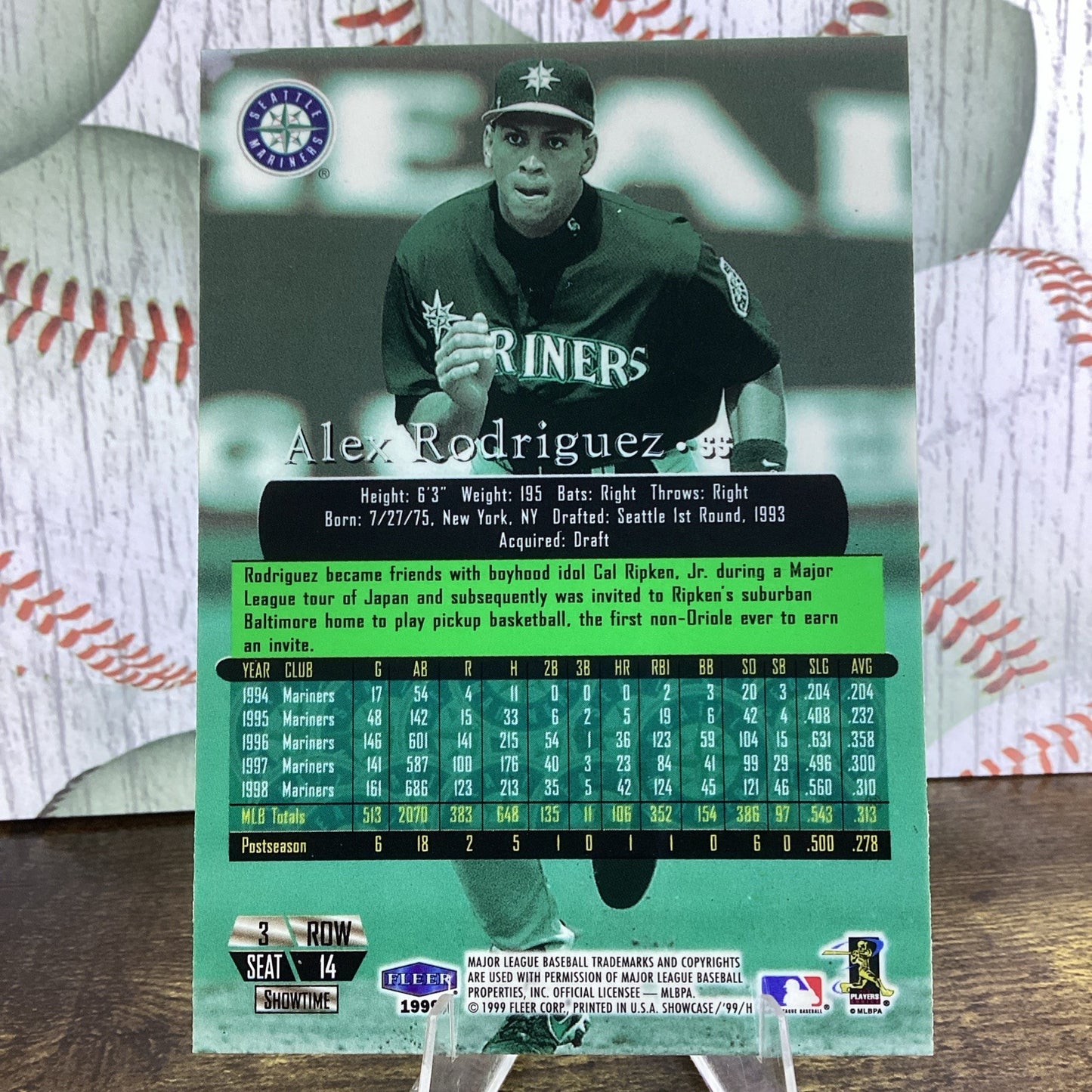 1999 Fleer Flair Showcase Power Row 3 Alex Rodriguez HOLO REFRACTOR Mariners