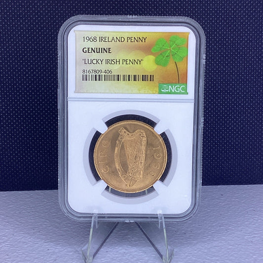 1968 Ireland Penny NGC BrilliantUncirculated "LUCKY IRISH PENNY" Rarer Date