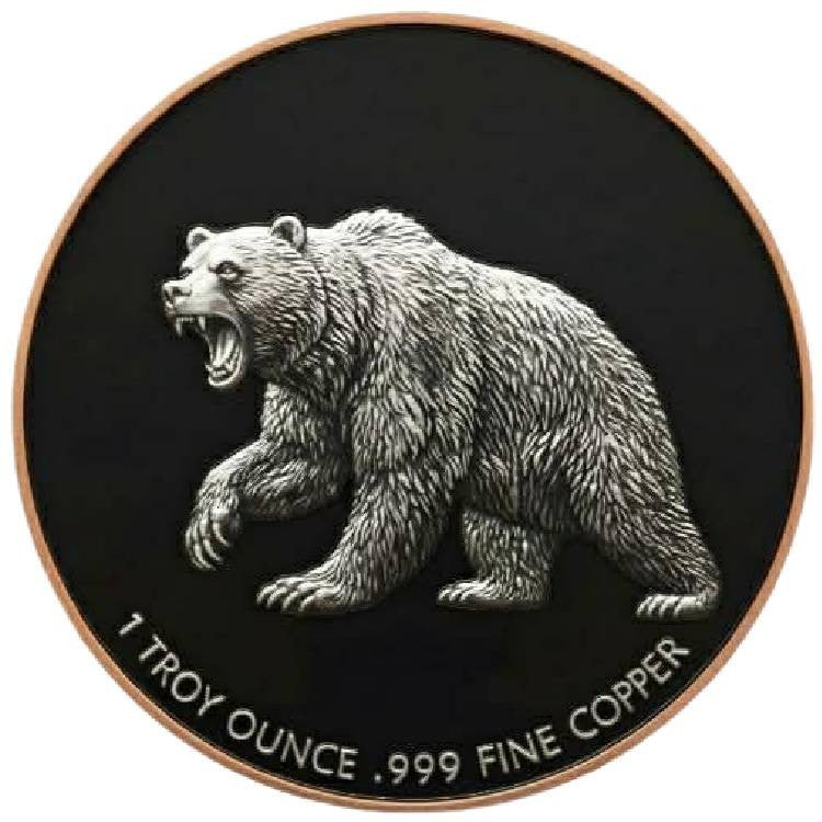 2026 Rogue Island Mint Premium Bull & Bear HR Enameled 1 oz Copper Round