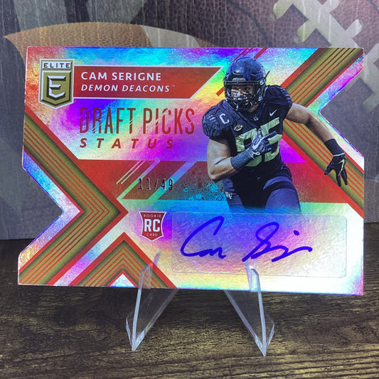 2018 Elite Draft Picks Cam Serigne RC #119 Status Red Rookie Auto #'d 11/49 N1