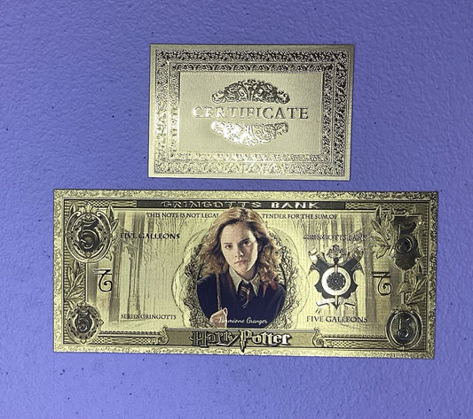 24k gold Foil plated harry potter banknote set Hogwarts Collectible