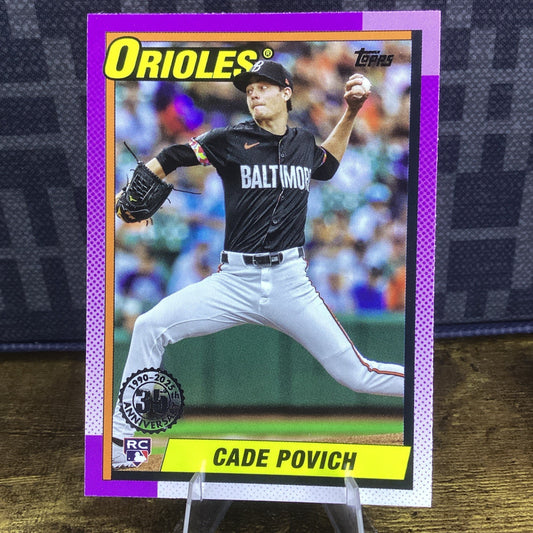 2025 Topps Series 1 1990 Insert #T90-69 Cade Povich RC Baltimore Orioles