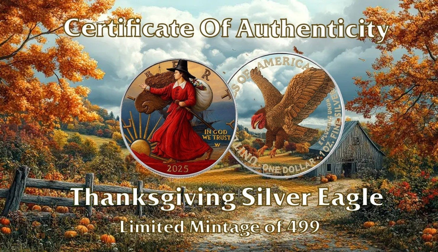 2025 U.S. Eagle Thanksgiving Edition 1 oz Silver Coin Limited Mint /499