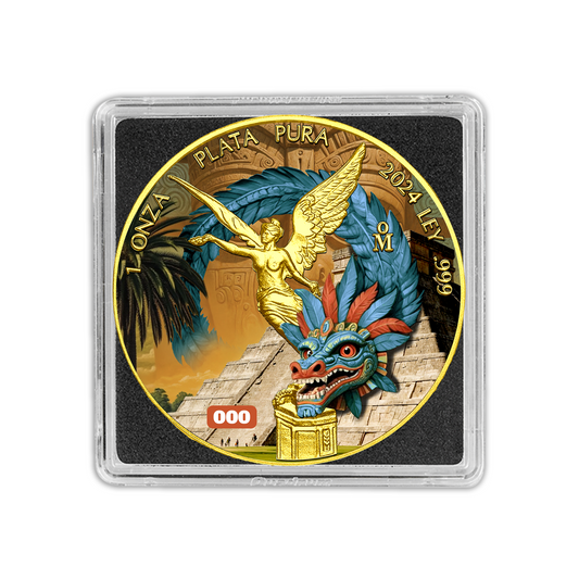 2024 Mexico Libertad Golden Aztec Dragon Edition 1 oz Silver Coin with 24k